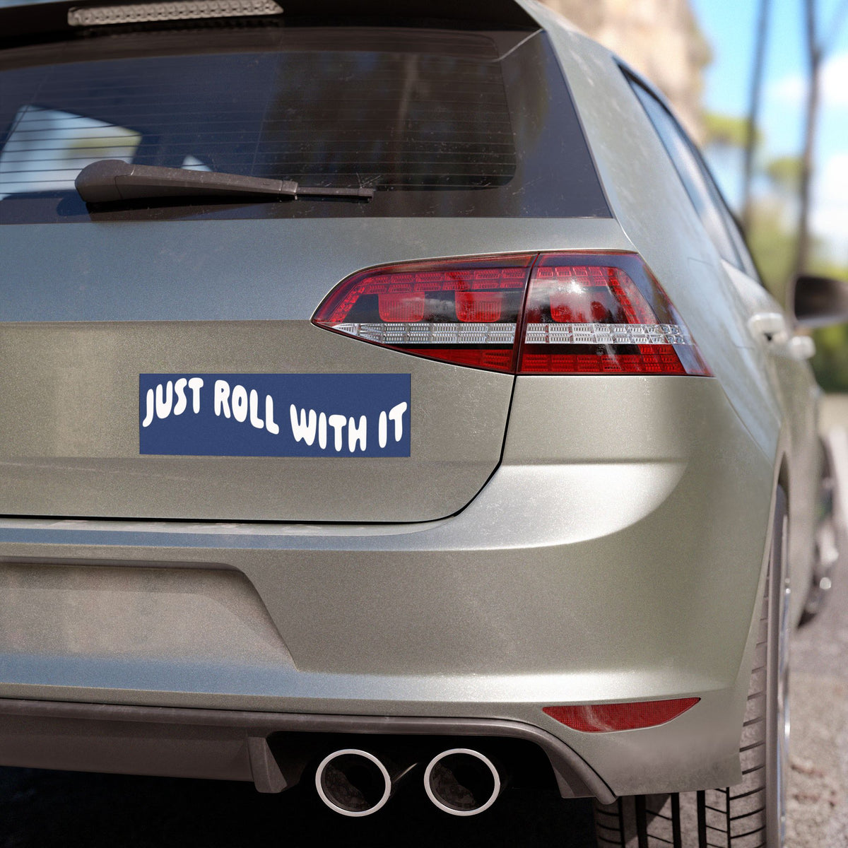 Just Roll With It Bumper Sticker — Retro Surf Van Decal