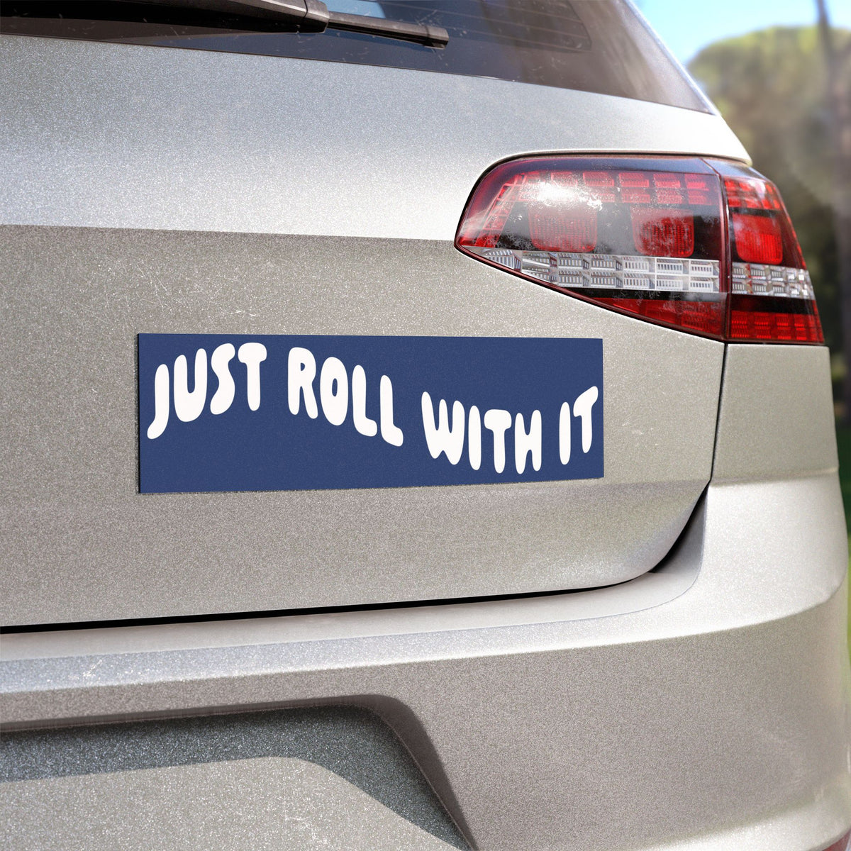 Just Roll With It Bumper Sticker — Retro Surf Van Decal