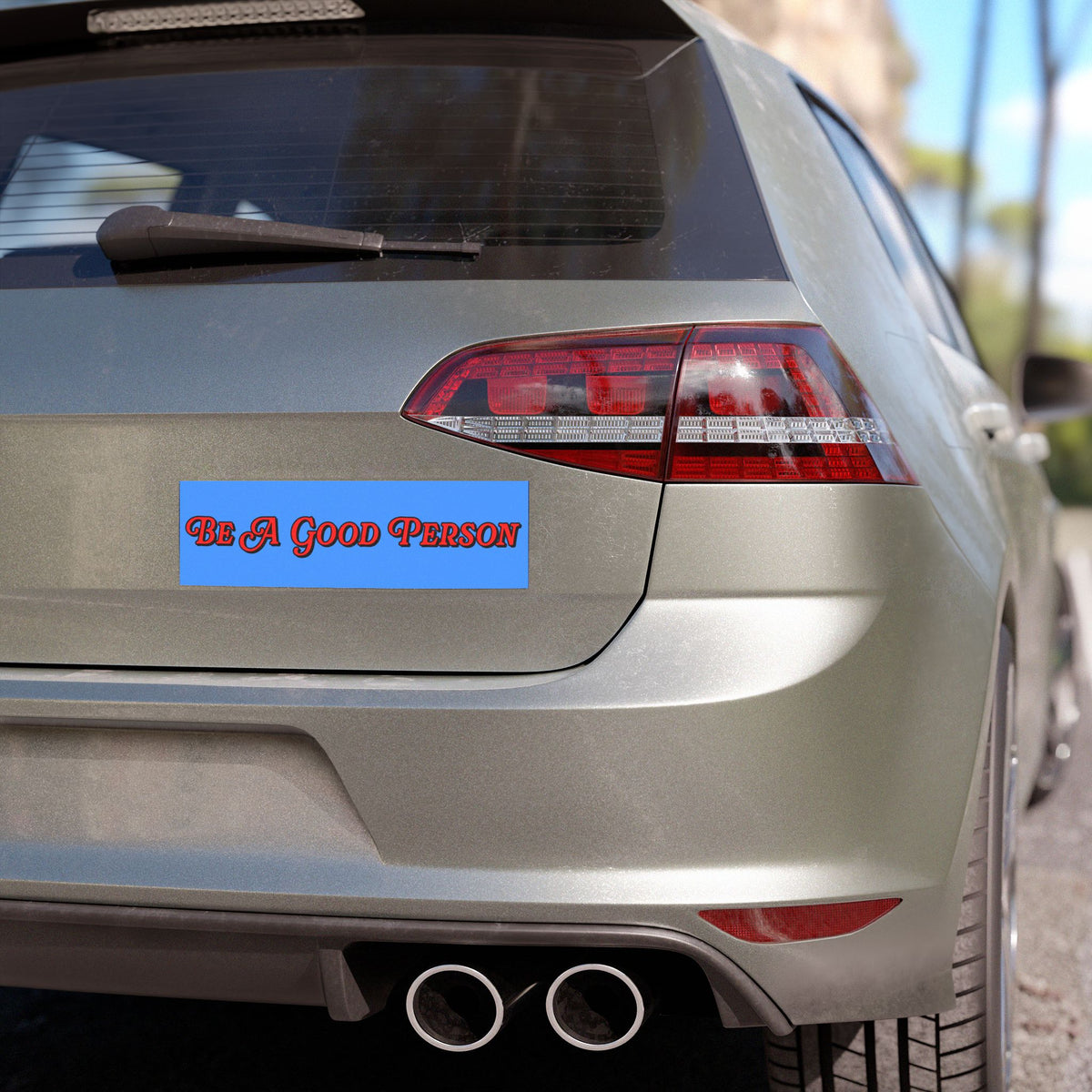 Be A Good Person Bumper Sticker – Retro Red Script on Blue